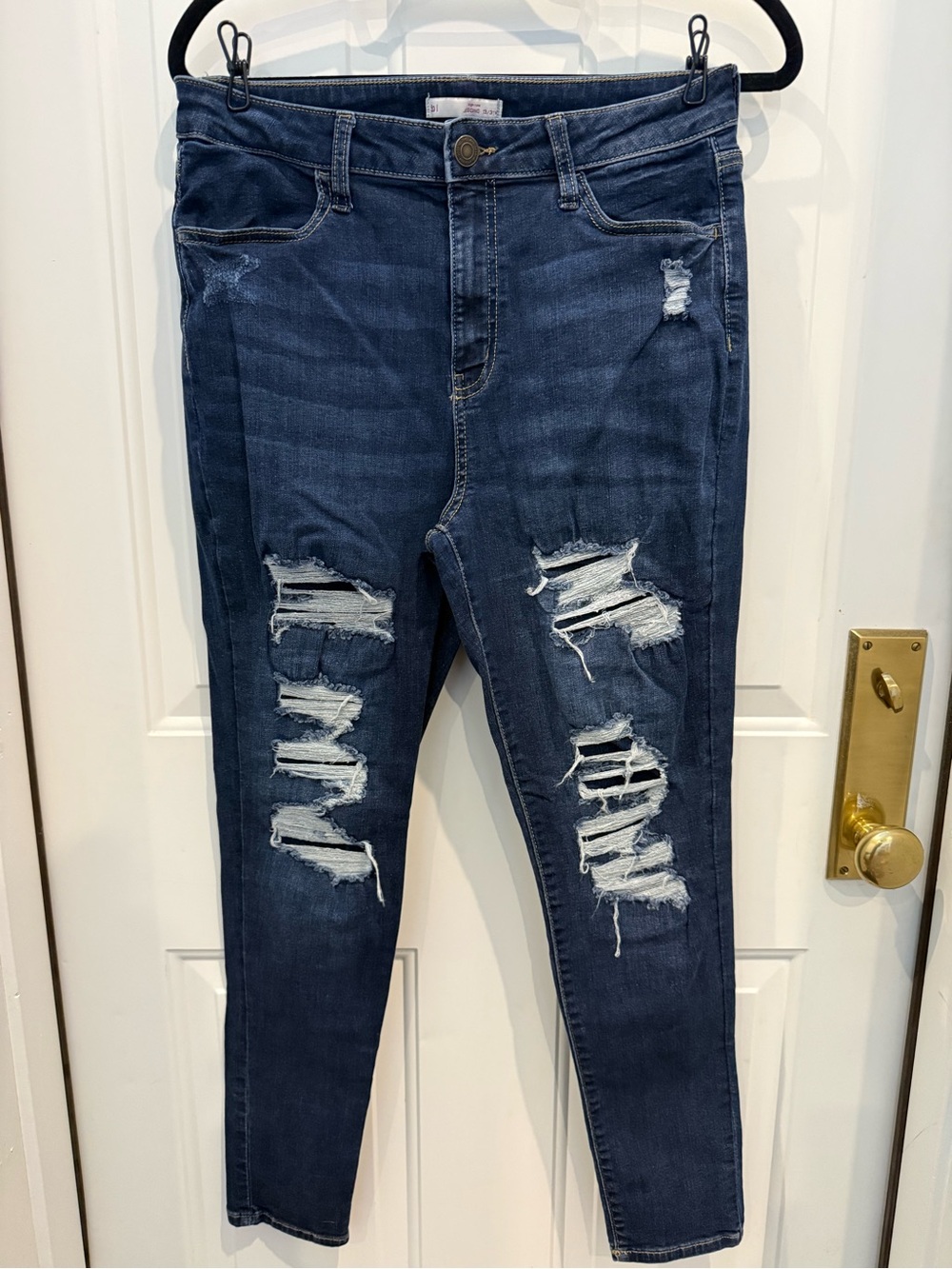 Women’s SO Ripped High-Rise Skinny Jeans in Dark Blue